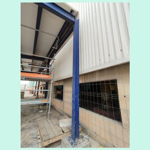 Example of a metal beam from the Litoral Thermal Power Plant, Almería, destined for reuse in a new warehouse structure as part of the Spanish Demonstrator project.